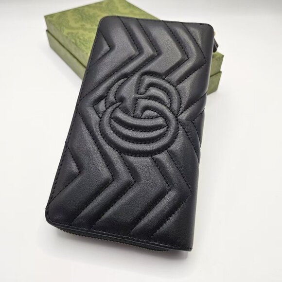 Gucci GG logo long wallet in black quilted leather - Picture 3 of 8